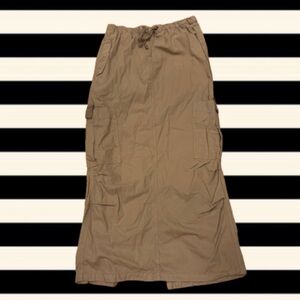 Tan Cargo Drawstring Maxi Skirt - Jaded London